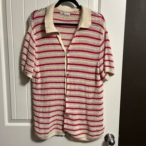 Men’s Zara Open Weave Cardigan Size Medium 100% Cotton Hippie Boho Beach Wear